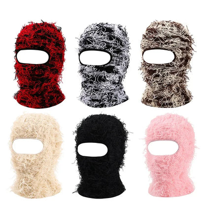 New Hip Hop Balaclava Distressed Knitted Caps Full Face Ski Mask