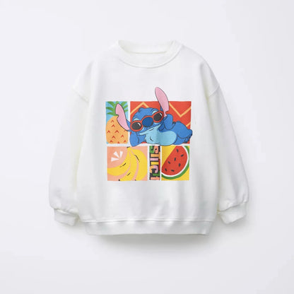 Spring New Stitch Print Sweatshirts Tops For Baby Girl Clothing