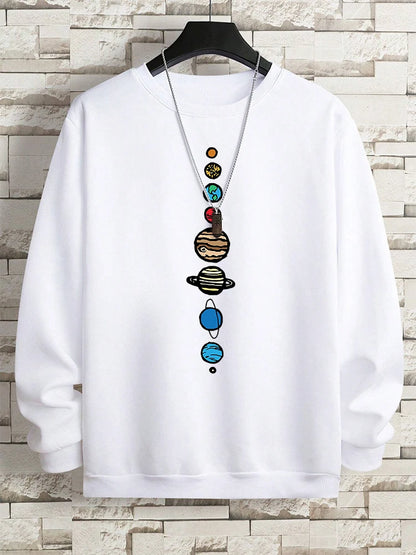 Planets In The Solar System Men Women Hoody Cartoon Crewneck