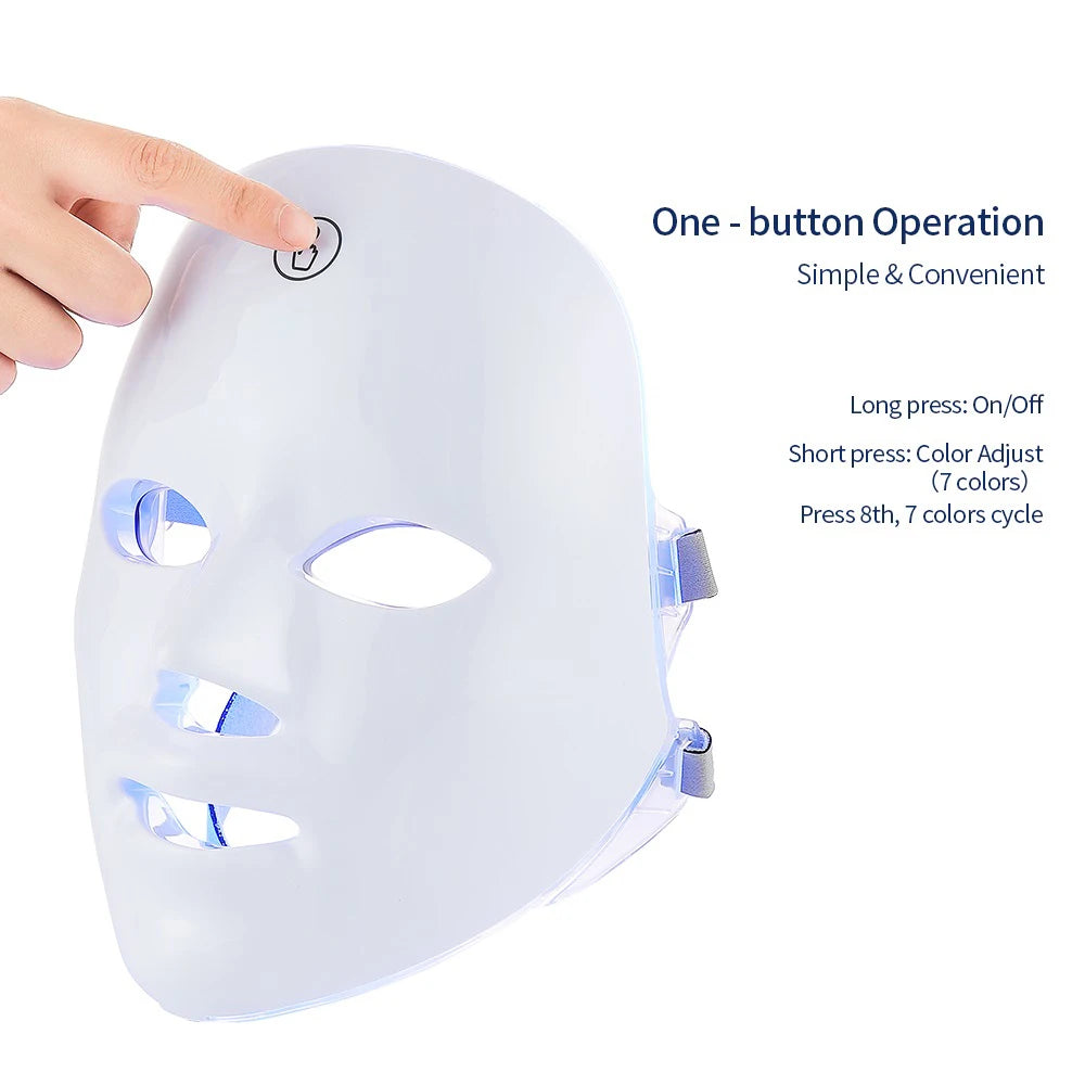 Rechargeable Facial LED Mask 7 Colors LED Photon Beauty Mask Skin