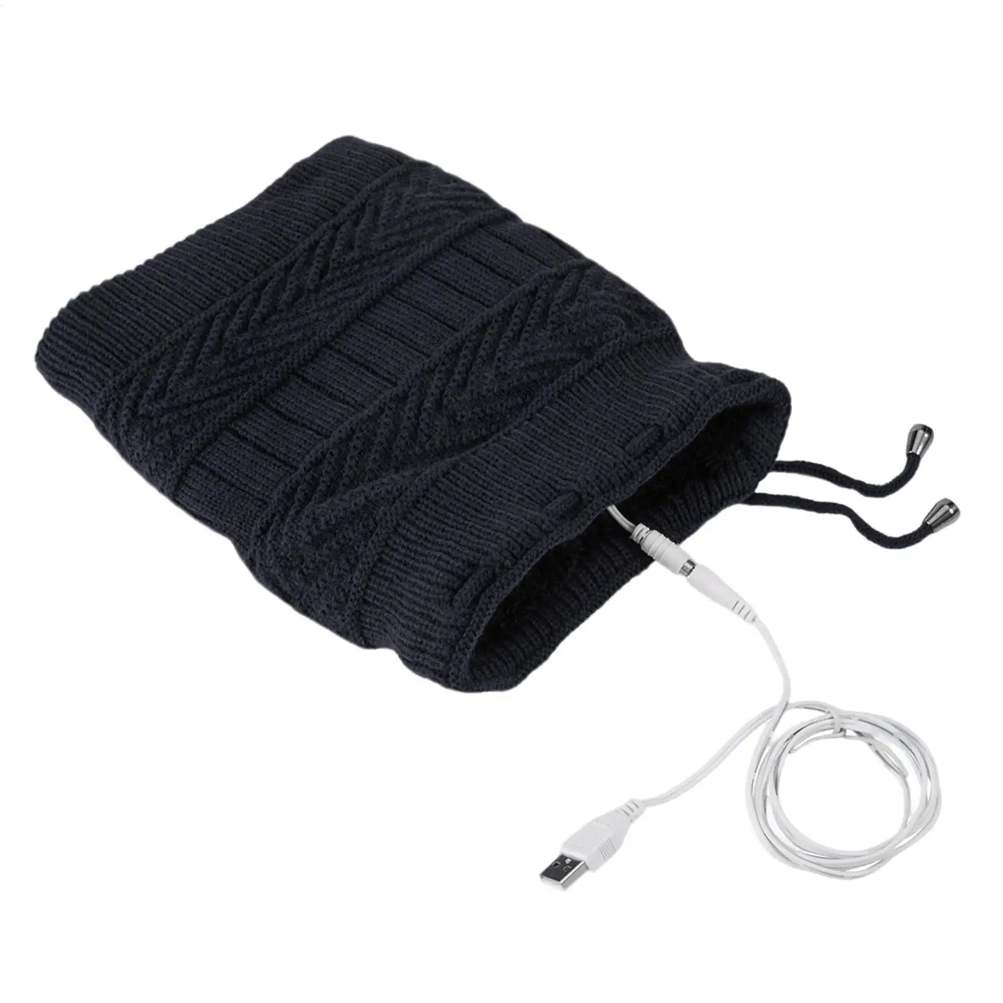 Heat Hat Knitted Beanie Hat Neck Warmer Electric Rechargeable
