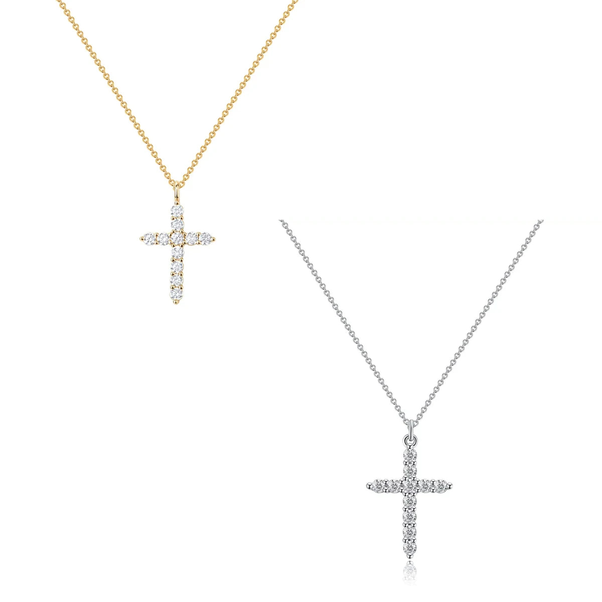 Cubic Zircon Rotatable Crown Cross Pendant Necklaces