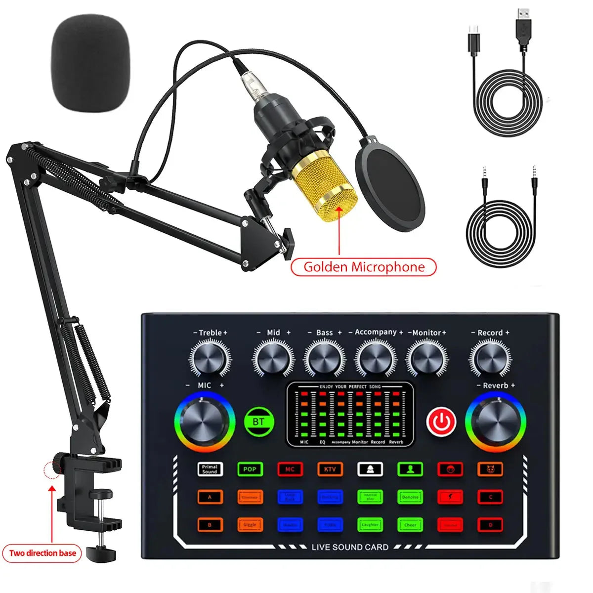 Live Sound Card Podcast Equipment With BM-800 Microphone