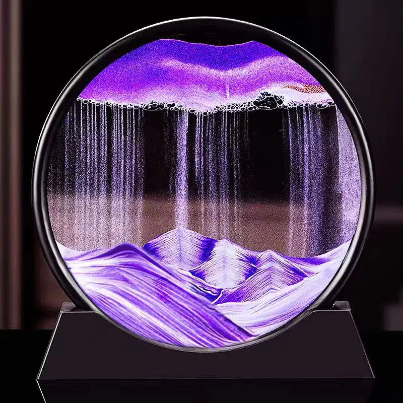 3D Moving Sand Art Picture Round Glass Deep Sea Sandscape Hourglass Quicksand Craft Flowing Sand Painting Office Home Decor Gift