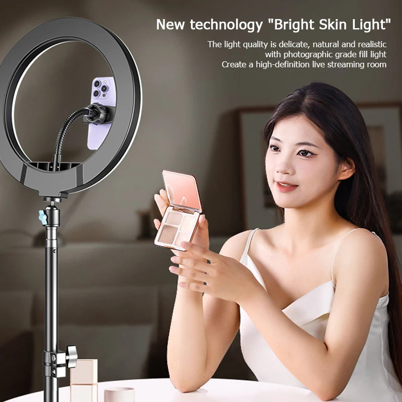 LED Ring Light with Adjustable Color Temperatures 62.9-Inch Tripod