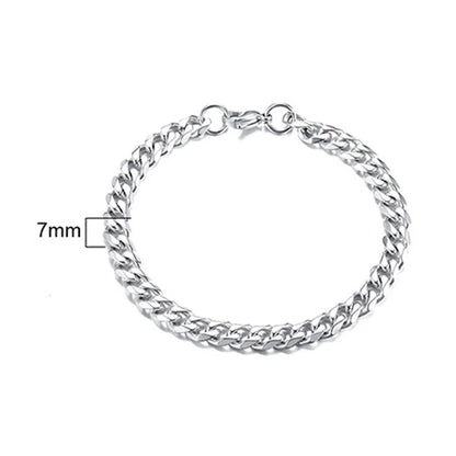 Stainless Steel Chain Bracelet Women, 3mm to 9mm Curb Cuban