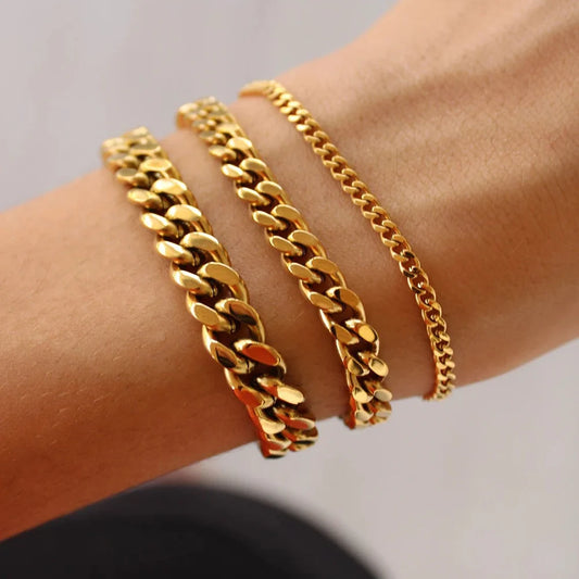 Stainless Steel Chain Bracelet Women, 3mm to 9mm Curb Cuban