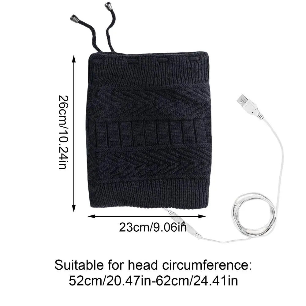 Heat Hat Knitted Beanie Hat Neck Warmer Electric Rechargeable