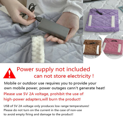 Electric Heater Blanket USB Cordless Heated Blanket Washable