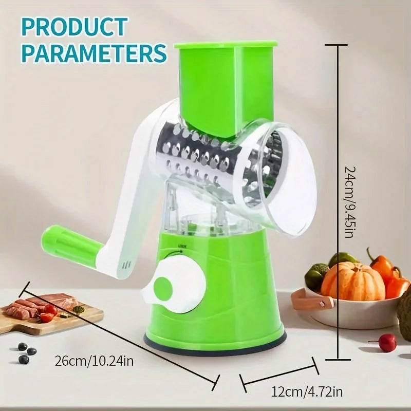 1pc Highly efficient and versatile Vegetable and Fruit Slicer Grater - benchtop drum cutter with drum design for fast, even shre