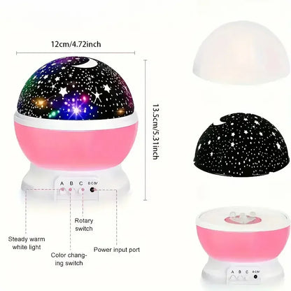 USB powered starry night light projector with moon and stars