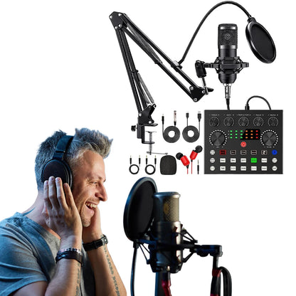 Podcast Sound Card Set Professional Audio Condenser Mic Studio