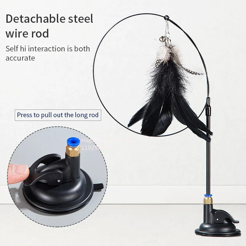 Cat Toy Cat Teaser Stick With Bell Extended Rod Suction Cup