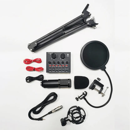 Podcast Sound Card Set Professional Audio Condenser Mic Studio