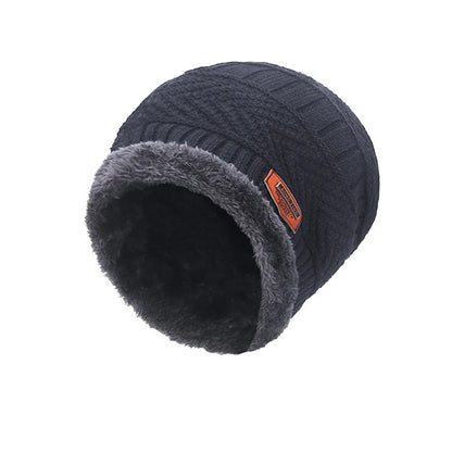 Winter Hat For Men Fleece Scarf Women Neck Leather Knitted