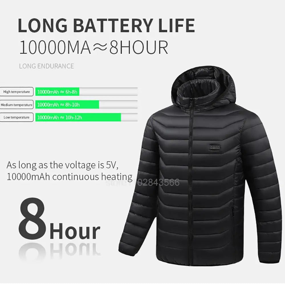 Men Heated Jacket USB Electric Heated Coat Hunting Hiking