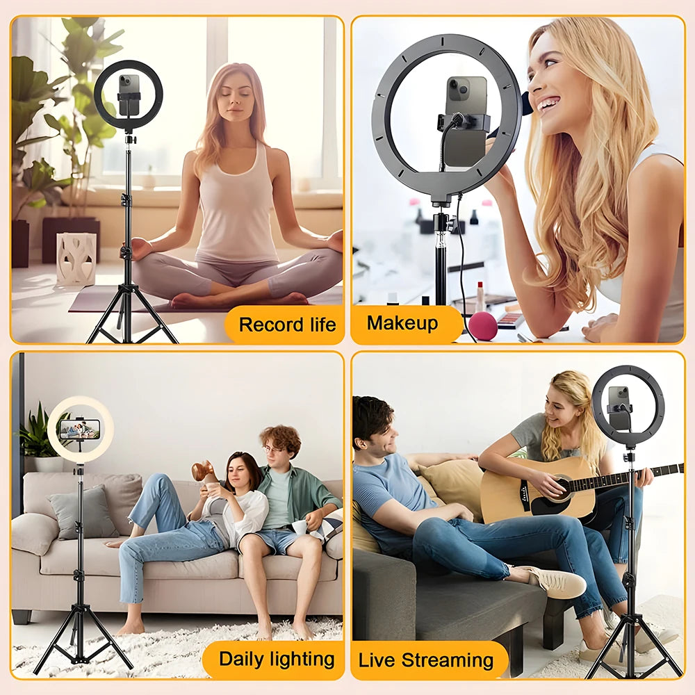 LED Ring Light with Adjustable Color Temperatures 62.9-Inch Tripod