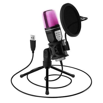 USB Microphone RGB Microfone Condensador Wire Gaming