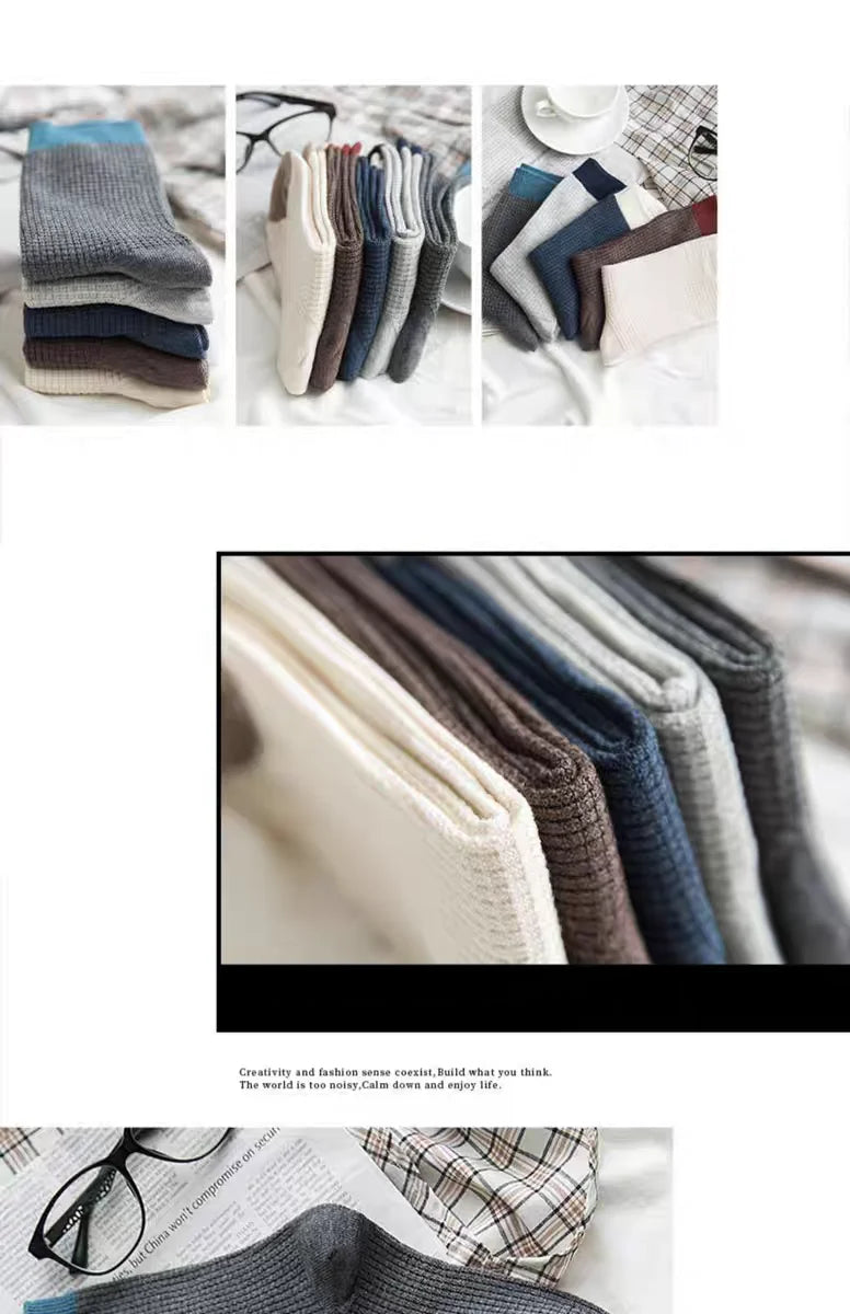 High-quality Harajuku Socks Men's mid-calf socks double-needle