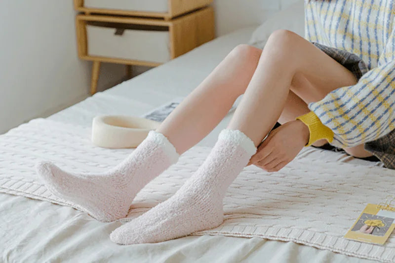 Women Winter Warm Fuzzy Socks Thick Thermal Solid Soft Fluffy