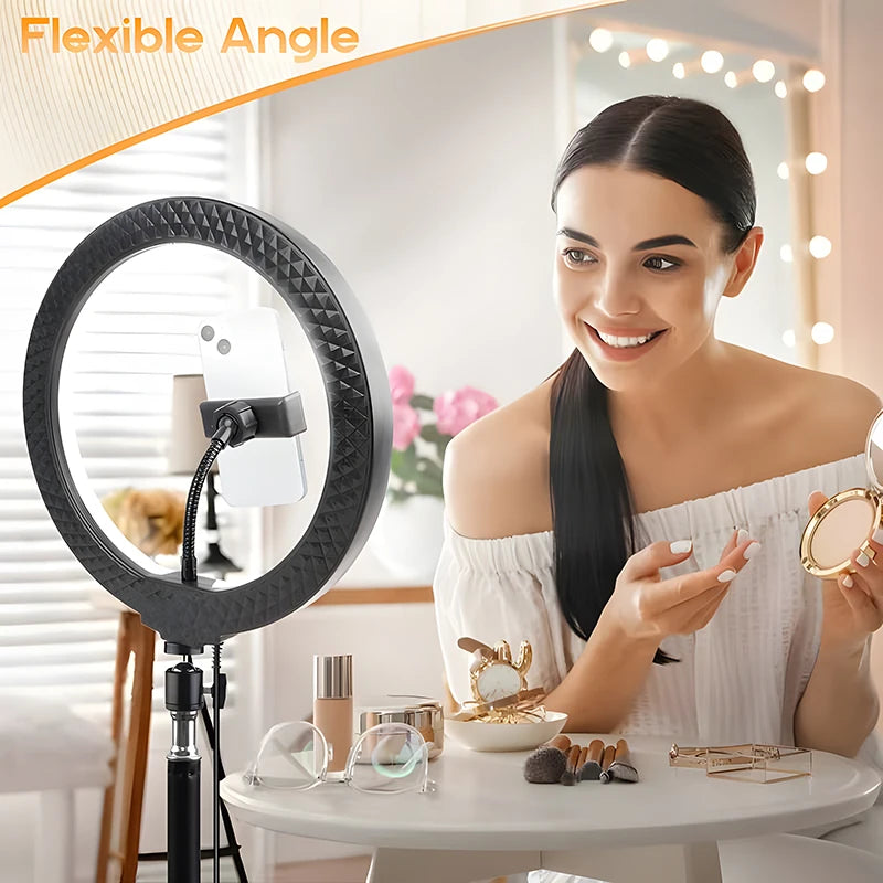 LED Ring Light with Adjustable Color Temperatures 62.9-Inch Tripod