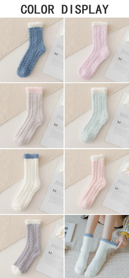 Women Winter Warm Fuzzy Socks Thick Thermal Solid Soft Fluffy