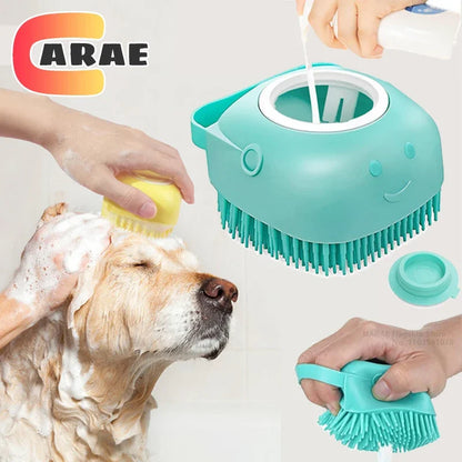 Dog Bathing Brush Pet Massage Brush Shampoo Dispenser