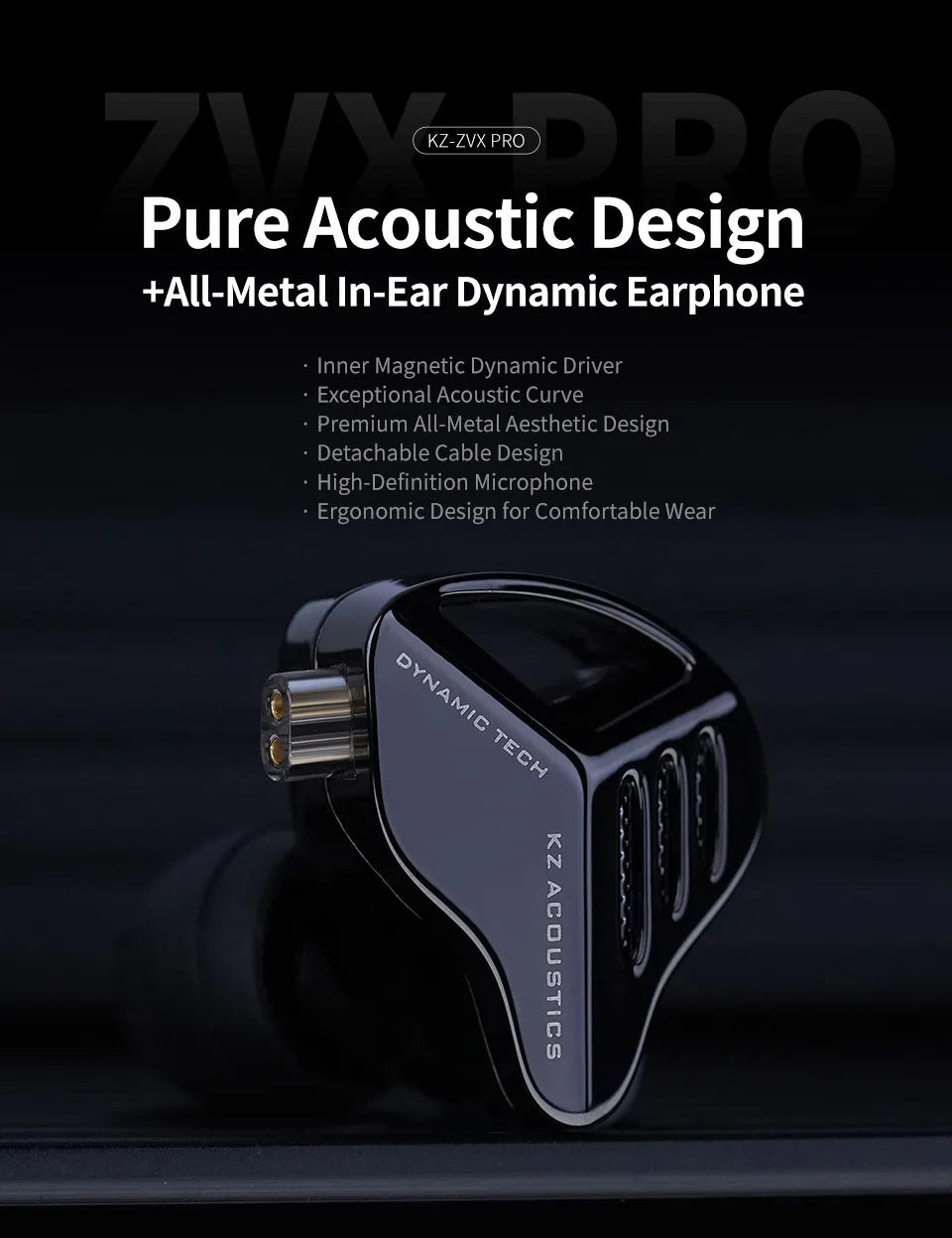KZ ZVX Pro Earphones Dynamic HIFI Bass Earbuds in Ear Monitor