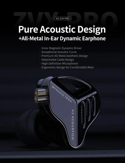 KZ ZVX Pro Earphones Dynamic HIFI Bass Earbuds in Ear Monitor