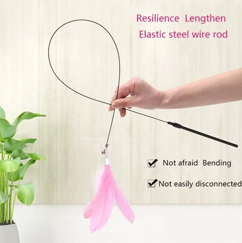Cat Toy Cat Teaser Stick With Bell Extended Rod Suction Cup
