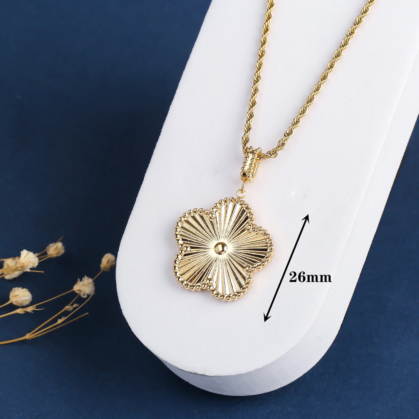 Classic Stainless Steel Metal Laser Sweater Chain Pendant Necklace