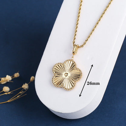 Classic Stainless Steel Metal Laser Sweater Chain Pendant Necklace