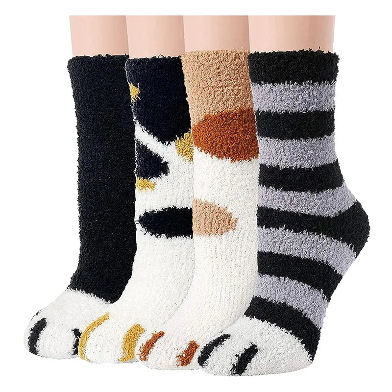 Women Winter Warm Fuzzy Socks Thick Thermal Solid Soft Fluffy