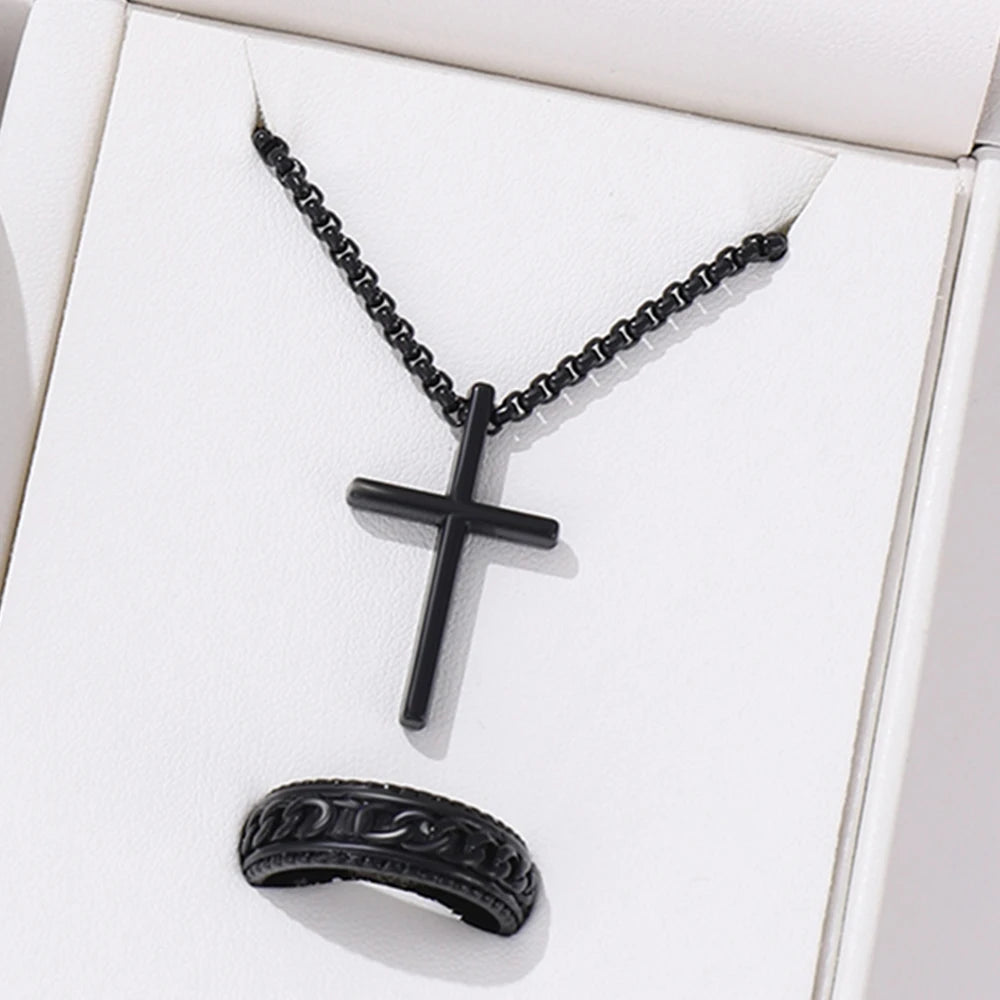 Men Fashion Personality Simple Black Stainless Steel Non Fading