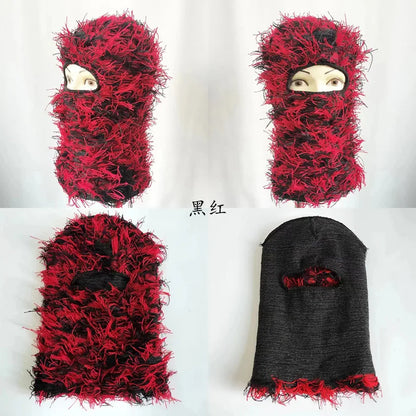 Full Face Cover Ski Mask Hat Balaclava Distressed Knitted Beanie