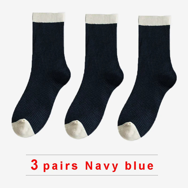High-quality Harajuku Socks Men's mid-calf socks double-needle