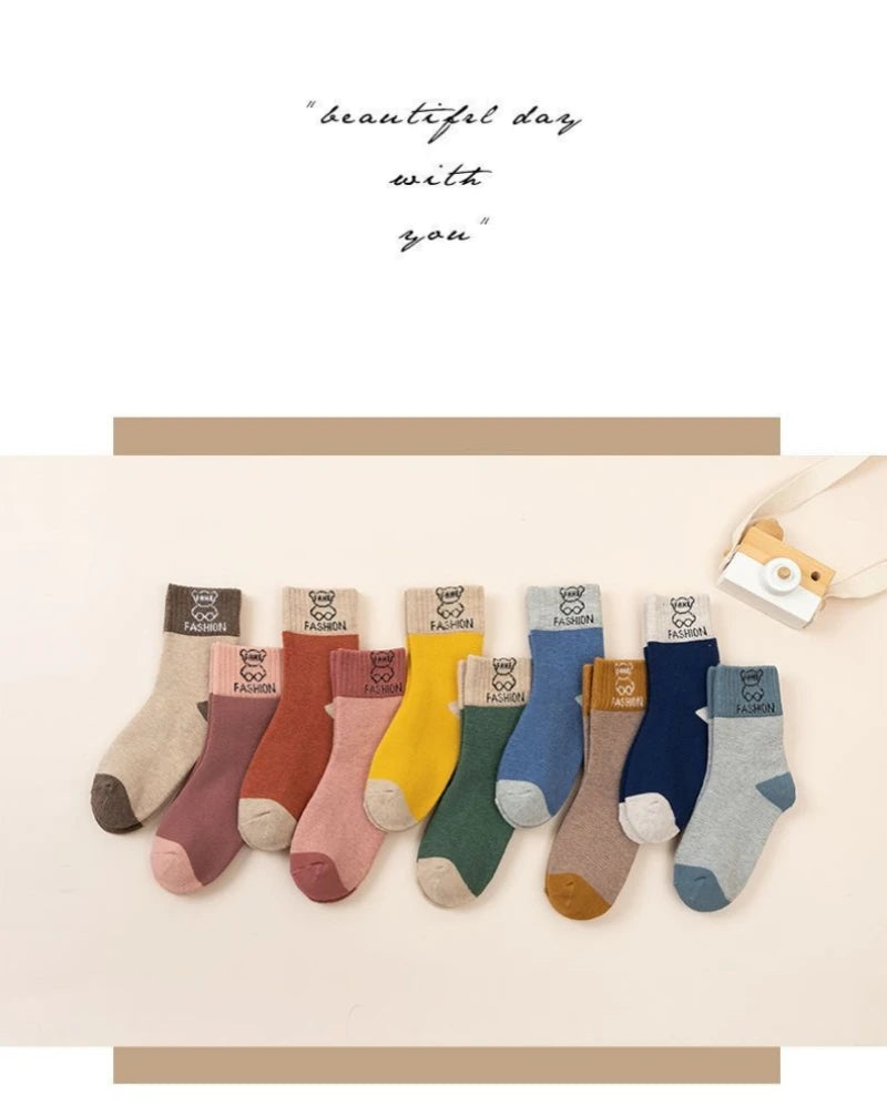 Baby Floor Socks with Cartoon Animal Bear Pattern, Adhesive