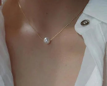 Exquisite Gold Plated Stainless Steel Thin Chain Necklace Freshwater