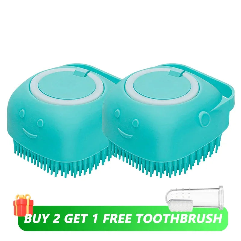 Dog Bathing Brush Pet Massage Brush Shampoo Dispenser