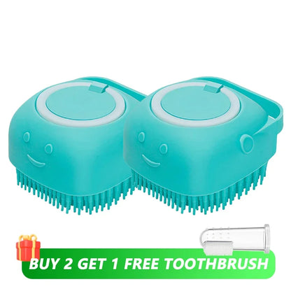 Dog Bathing Brush Pet Massage Brush Shampoo Dispenser