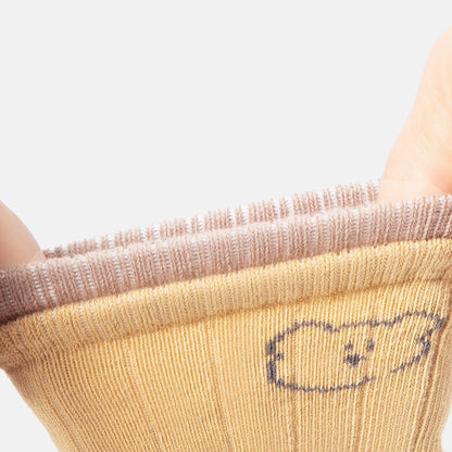 5 Pairs of Baby Floor Socks with Cartoon Animal Bear Pattern