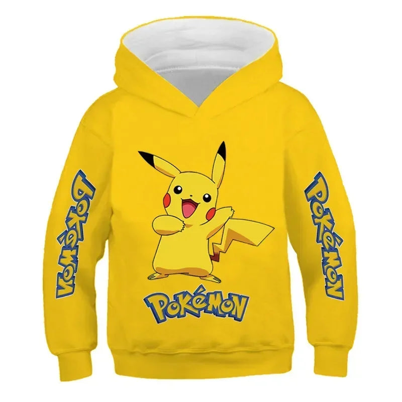 New Autumn 4-14 Years Kids Cotton Pokemon Hoodies Pikachu