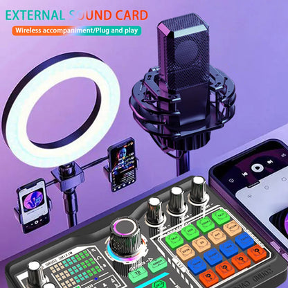 Professional Podcast Microphone SoundCard Kit Hi-Res SoundCard