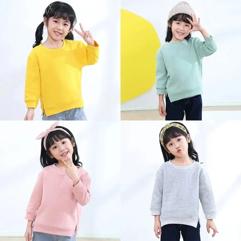 Fashion Solid Color Kids Clothes Boys Sweatshirt Cotton Long