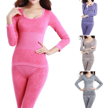 Thermal Underwear Sexy Ladies Clothes Warm Winter Print
