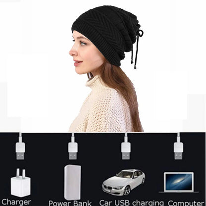 Heat Hat Knitted Beanie Hat Neck Warmer Electric Rechargeable