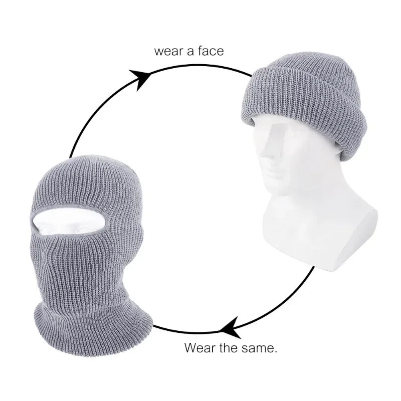 Winter Knitted Full Beanies Balaclava Hat Outdoors Men Women