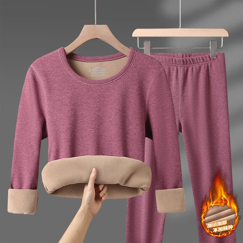 Winter Thermal Underwear Sets Men Women Velvet Tops