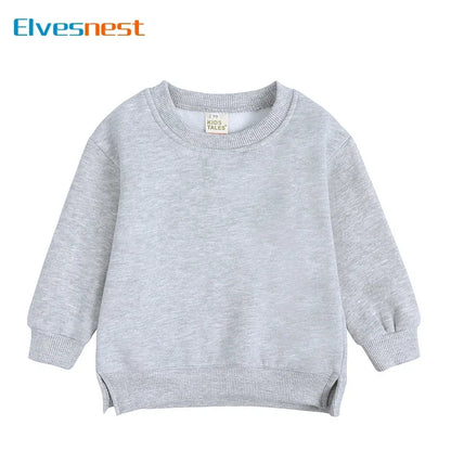 Fashion Solid Color Kids Clothes Boys Sweatshirt Cotton Long