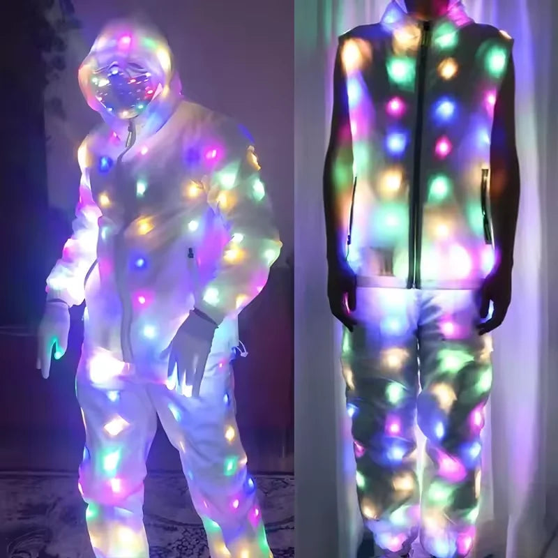 LED Light Up Waterproof Glow Costume and Glasses Set for Cool